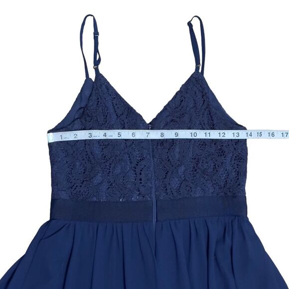 INA (i:na) Navy Lace Spaghetti Strap Long Gown - Picture 14 of 16